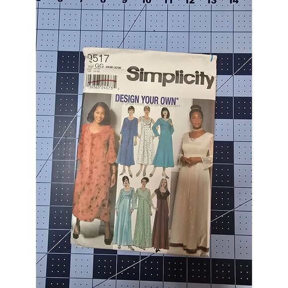 Simplicity Design Your Own Pattern 9517 Dresses 2 Length Sz 26W-32W Uncut 2000 - Picture 1 of 5